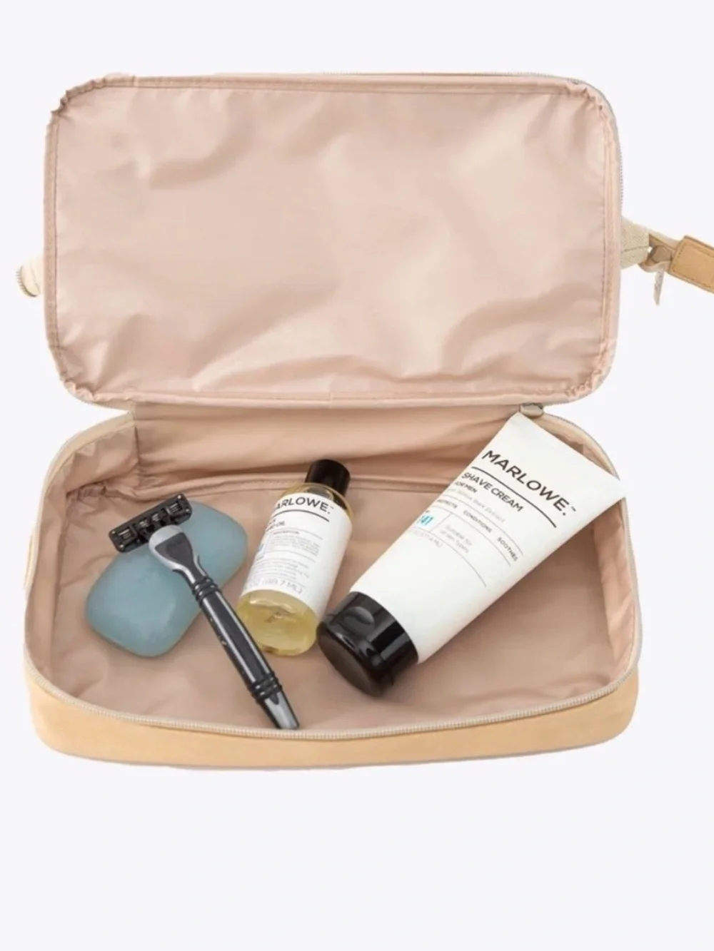 BEIS Canvas & Leather Dopp Kit in Beige